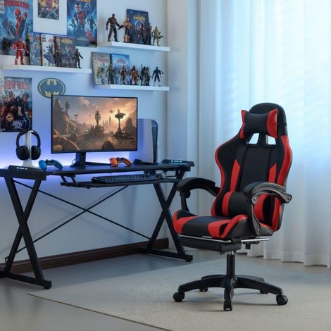 Computer Gaming Chair Racing Style Lumbar Support Adjustable Backrest Footrest (1/5)