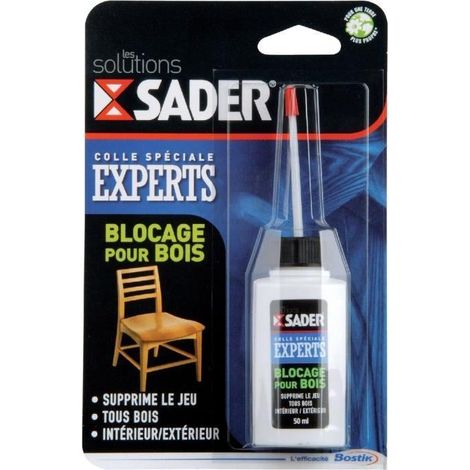 Colle blocage pour bois 50ml – Résistance maximale après 12h – Applicateur précis pour assemblages solides – Pour bois dur et teck – Sader (1/5)