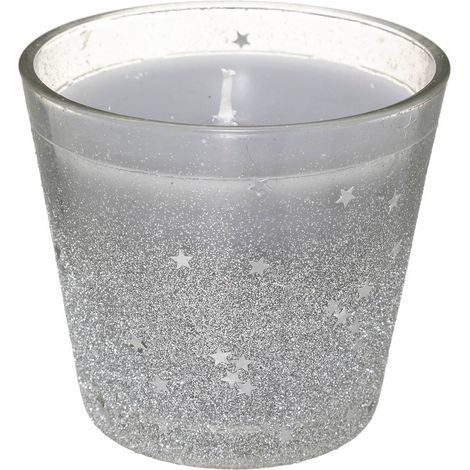 Kerze Windlicht Glitter Silber 190 g im Glas - Feeric lights & christmas