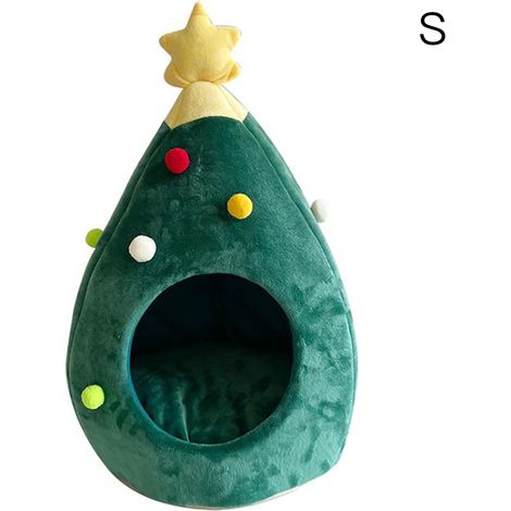 Festival arbre chat chien lit hiver chaud maison pour animaux de compagnie pour la décoration de la maison taille S (1/5)
