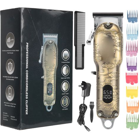 Ensemble tondeuse électrique avec écran LCD numérique, coupe-barbe homme, rasoir professionnel pour tête chauve, 110-240V prise US (1/5)