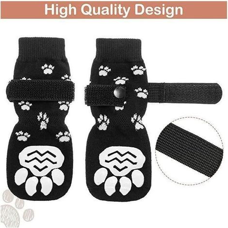 Chaussettes antidérapantes pour chiens et chats - Protègent les pattes des animaux domestiques et les sols intérieurs avec des couss (1/4)