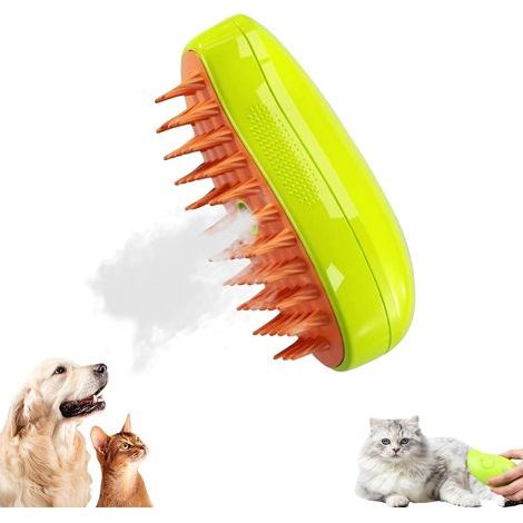 3-in-1 Dampf-Katzenbürste für Hunde und Katzen, Sprühmassagekamm für Katzen, wiederaufladbare Katzenbürste mit Wasserreservoir, Bürste für kurz- und langhaarige Katzen, ideal für Massage und Fellpfleg (1/5)