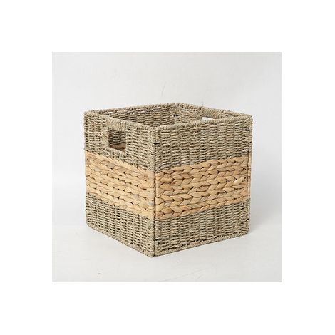 Panier de rangement carré en corde de papier tressée, boîte de rangement pliable, organisateur pratique pour vêtements, accessoires, placard, étagères, chambre, salon et maison (1/5)