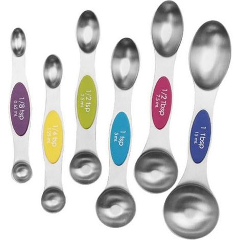 Cuillère À Mesurer - Acier Inoxydable - Double Face - Aimant Central - 6 Tailles (0,62 à 15 ml) - Multicolore (1/4)