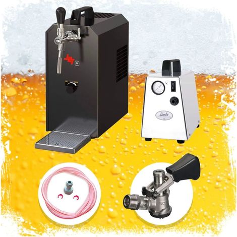 Komplett Set - Zapfanlage JET 30 Bierkoffer, Bierzapfanlage, Durchlaufkühler 1-leitig Trockenkühler, bis zu 35 Liter/h, Zapfkopf: Flach (1/4)