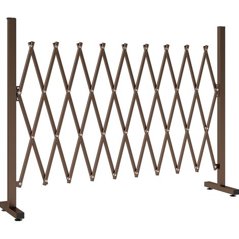 Recinzione per Giardino 250x31x103,5 cm a Larghezza Regolabile in Metallo e Alluminio Marrone (1/5)