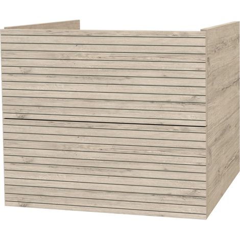 BELVIT ELARA Waschbeckenunterschrank 60 cm helles Holz mit 2 Schubladen Softclose MDF hängend