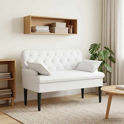 Loveseat con bottoni imbottiti Bianco 111 x 68 x 80 cm Tessuto vidaXL (1/5)