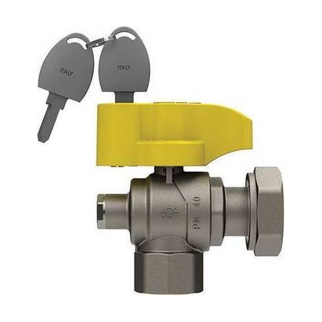 VALVOLA A SFERA GAS A SQUADRA  CON FARFALLA E SERRATURA FEM. -DADO G. Misura: 1" x 1"1/4  DN 25