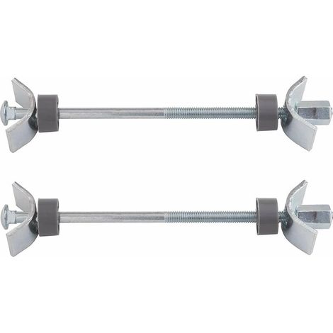 2x vis relieuse pour plan de travail M6 x 100mm avec étrier fixation et bague plastique ferrure assemblage jonction panneaux bois meuble lit goujon connecteur (1/2)