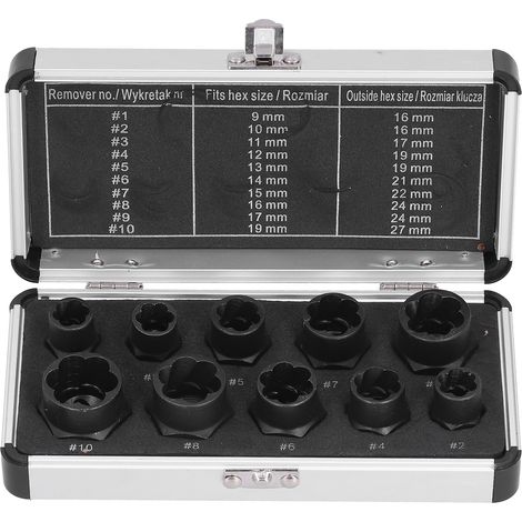 Jeu de 10 extracteurs de boulons en acier chrome vanadium pour vis endommagées (1/5)