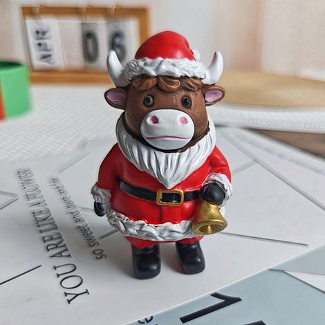 Statue Vache Résine - Décoration De Noël - Pour Intérieur - Hauteur 15 Cm - Blanc Et Rouge - Lot De 1 (1/5)