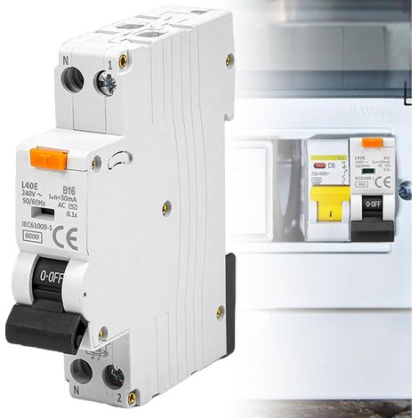 Disjoncteur FI B16 1P+N 6kA FI/LS 230 V 30 mA Disjoncteur différentiel 2 pôles Disjoncteur différentiel FI avec RCBO Type A Courbe B Montage sur rail DIN (1/5)