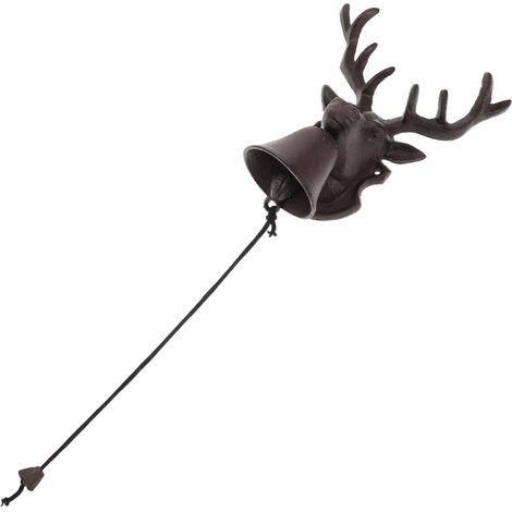 Cloche De Porte Métal Forme Tête De Cerf Décoration Murale Vintage Sonnette Décorative pour Extérieur Jardin Ferme (1/5)