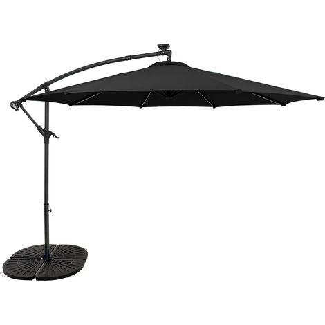 LED Cantilever Parasol 3m With Full Fan Base – Black (1/5)