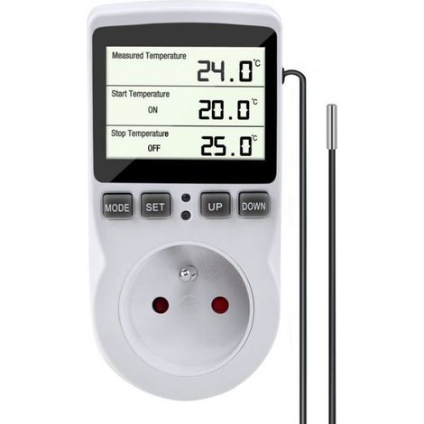 Prise Thermostat - Régulateur Température Numérique - Sonde - Minuterie Programmable - Multicolore (1/5)