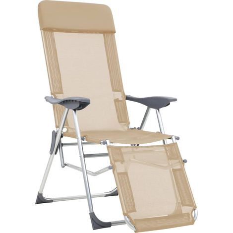 Maison Exclusive - Sedie Campeggio Pieghevoli con Poggiapiedi 2pz Crema Textilene (1/5)