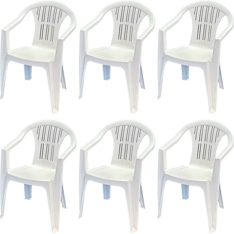 Sedia Da Giardino In Plastica Con Braccioli Impilabile - Set di 6 Sedie Per Esterno - Ratak - Bianca (1/5)