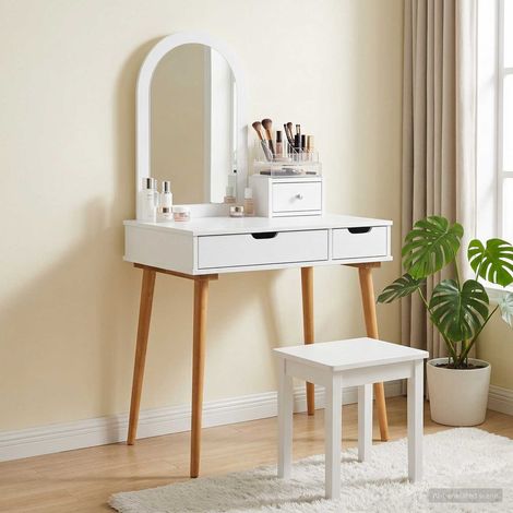 vidaXL Dressing Table Set FAUSKE 3 pcs White 76 x 50 x 143 cm (1/5)