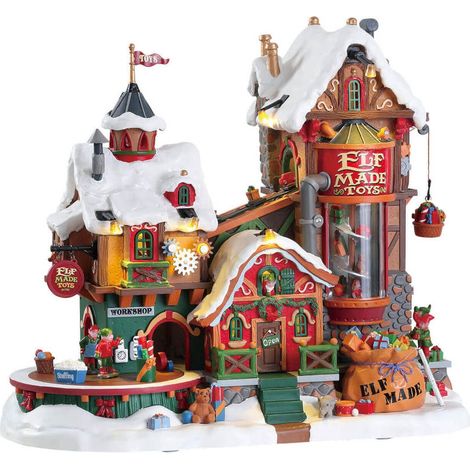 Lemax – Usine de jouets des elfes – Village de noël 26,5x30x18 cm – Ensemble de jeu créatif pour enfants – Décorations de fête (1/2)