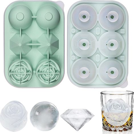 à glaçons 3 en 1 silicone avec couvercle, 6 cavités faciles démouler (1/5)