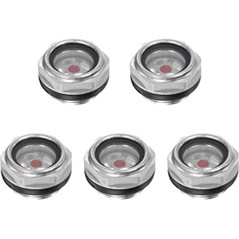 Voyant de niveau d'huile pour compresseur d'air, filetage mâle 1/2", aluminium, indicateur en verre liquide, fenêtre de visualisation, 5 pièces (1/5)
