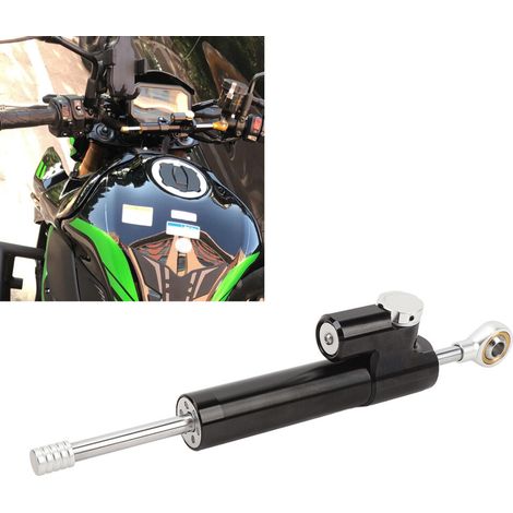 Adatto per ammortizzatori di sterzo generici per motociclette, regolabile da 75 mm, nero e argento