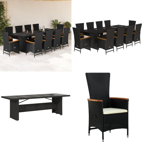 vidaXL Ensemble à manger de jardin 11 pcs coussins noir résine tressée (1/5)