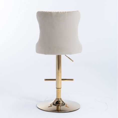 2er-Set drehbare Barhocker, höhenverstellbar, Samt Beige 55x49x50 cm – MEUBLIV (1/5)