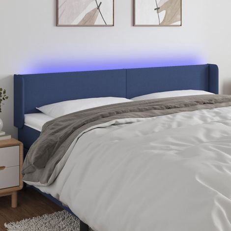 Tête de lit à LED Bleu 183x16x78-88 Tissu (1/5)