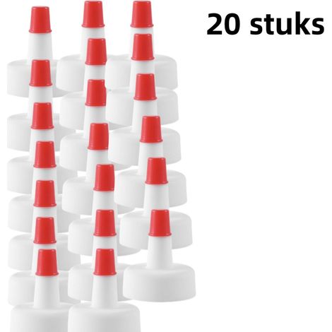 adaptateur pour bouchons de bouteille scellé anti fuite convient aux bouteilles d huile de sauce soja et de vinaigre bouchon de rechange en plastique à col droit et à col long blanc et rouge 20 pièces (1/5)