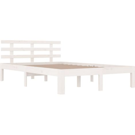 Estructura de cama doble sin colchón madera blanco 150x200 cm vidaXL (1/4)