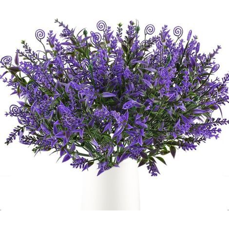 Künstliche Blumendekoration 2 Stück Lavendel Künstliche Pflanze Balkonpflanzen Grünpflanze Künstliche Blumen Kunststoffblumen für Topfgarten Balkon Hochzeitsdekoration (1/5)