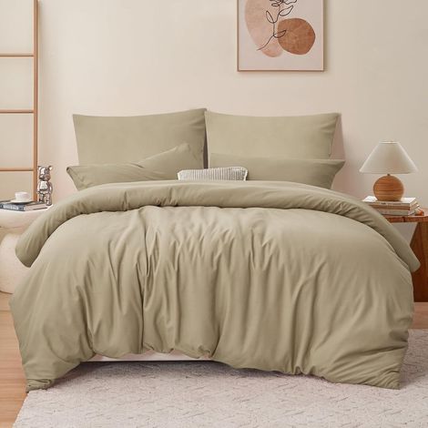 Bettwäsche 200x220 Mikrofaser 06 Khaki 3Teilig 200x220 cm 2x 80x80 cm (1/5)