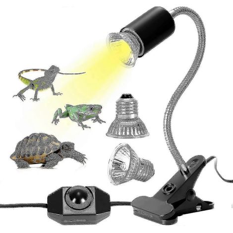 Kit de lampe chauffante UVB/UVA 25W et 50W pour terrarium de reptiles (tortues, lézards, serpents). (1/5)