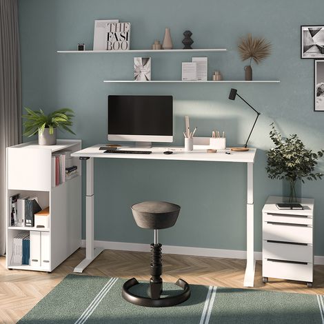 Büromöbel Set 3-teilig MEMPHIS-01 mit Schreibtisch 120x80cm in weiß (1/5)