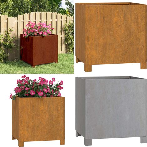 Jardinière avec pieds Rouillé 42x40x43 cm Acier corten - Jardinier - Pot De Fleurs - Plante - Extérieur - Balcon - Home & Living (1/5)