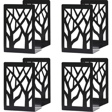 8 Presse-livres décoratifs design arbre, métal noir, antidérapants (1/5)