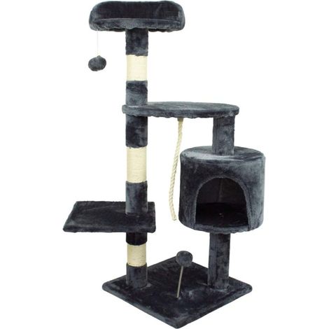 Mobiclinic® Pets, Tiragraffi per Gatti, Modello Silvestre, Grandezza media, per arrampicarsi, 3 Altezze, Piattaforme e ripari, Giochi per gatti, Antistress, Corda di sisal, Supporta max.10 kg, Grigio (1/5)