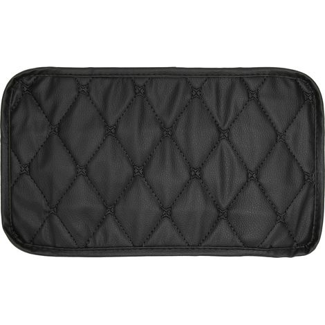 Housse de rangement en cuir PU imperméable et anti-poussière pour boîte d'accoudoir de voiture, noir avec ligne noire, tapis de protection pour console centrale.
