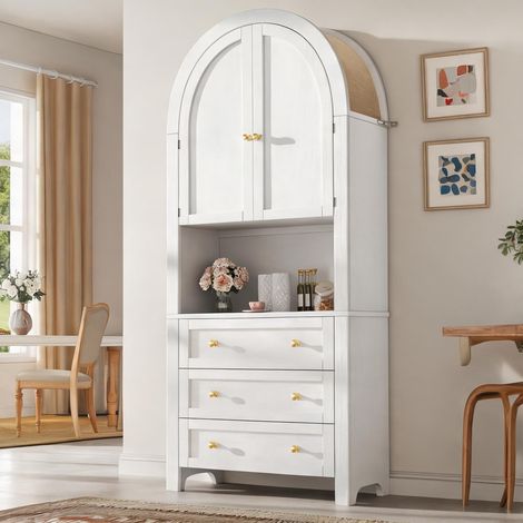 Buffet coloris blanc en MDF 70 x 35 x 180 cm (1/5)