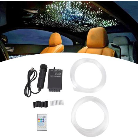 Kit d'éclairage ciel étoilé LED avec télécommande via application mobile Bluetooth, fibre optique, LED sept couleurs avec contrôle musical, éclairage ciel étoilé décoratif RGBW, prise allume-cigare 12 (1/5)