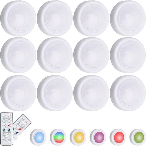 Lot de 12 spots LED sans fil avec télécommande (1/4)