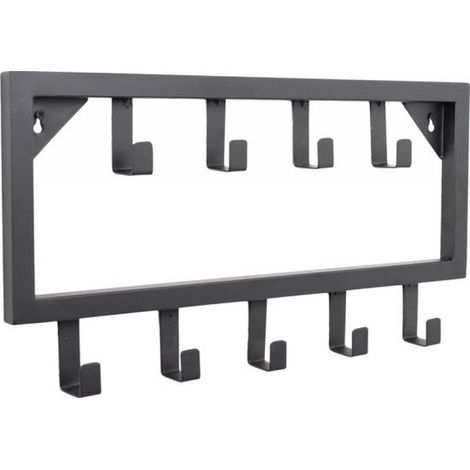 Bono Kleine Garderobe - Schwarz - Metall - 9 Haken - 50 x 26 x 4 (1/5)