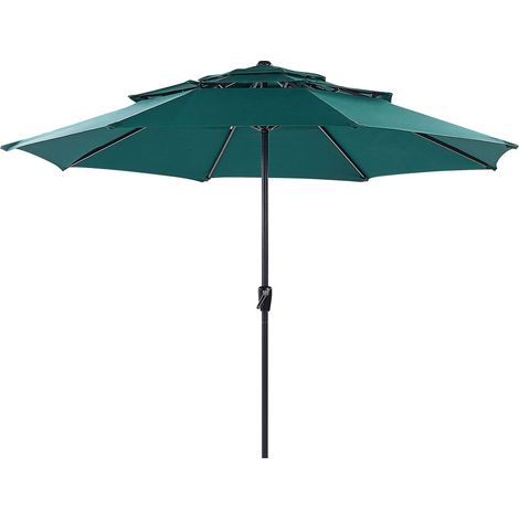 Beliani Market Parasol 285 cm Emerald Green Fabric Octagonal Modern Garden Metal, UV Resistant, For Outdoor Use, 285 x 285 x 245 cm, 100% Polyester BIBIONE (1/5)