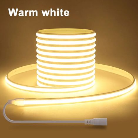 (Lumière chaude, 3M) Bande lumineuse néon COB en silicone étanche 24V – pour les décorations de jardin extérieur et les fêtes de Noël. (1/5)