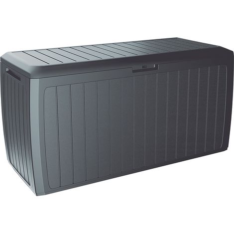 CASARIA® 290L Outdoor Garden Storage Box  Weather & UV Resistant  Easy Assembly  Secure Lid  6 Rollers  Ideal for Cushions & Accessories  Board PLUS anthracite