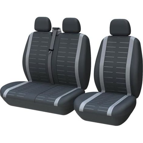 Housse Siege Voiture Couvre Universal Fit La Plupart des Camions Camionnette Bus Siège Avant 1+2(3Places) Housses de Sieges Gris (1/5)