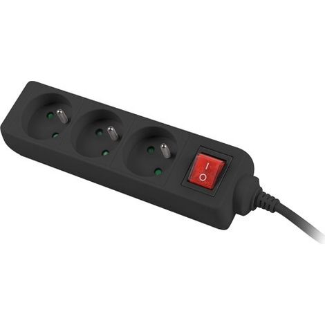 Multipresa Lanberg da 3 m, nera, 3 prese 230V PL, con interruttore, cavo in rame massiccio.